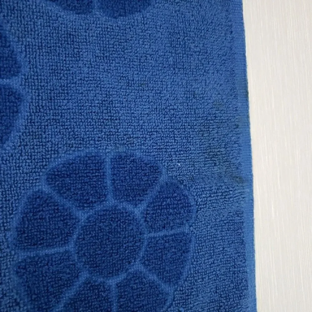 Surety Deluxe 3 Hand Towel 3 wash cloth Navy Blue Daisy Fringe Groovy Vintage